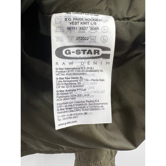 G-Star Raw Olive Green Quilted Hooded Long Sleeve Puffer Jacket Size Medium - Picture 4 of 10
